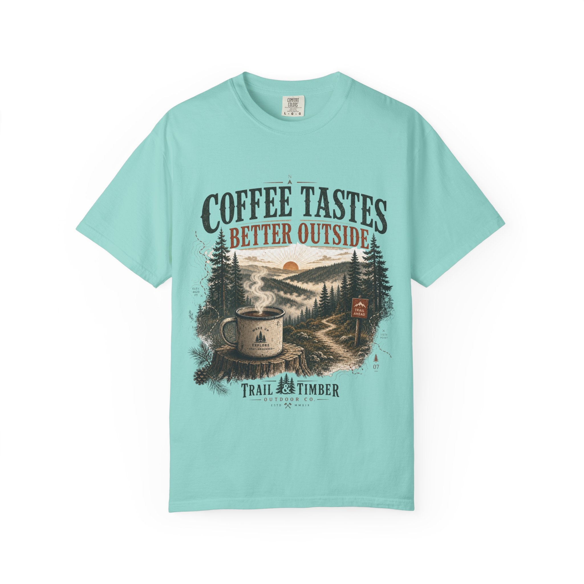 Coffee Tastes Better Outside T-shirt | Outdoor Camping Campfire Morning Design