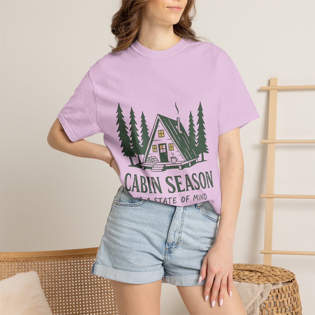 Cabin Season T-Shirt – 'Cabin Season Is A State Of Mind' Rustic A-Frame Cabin Tee