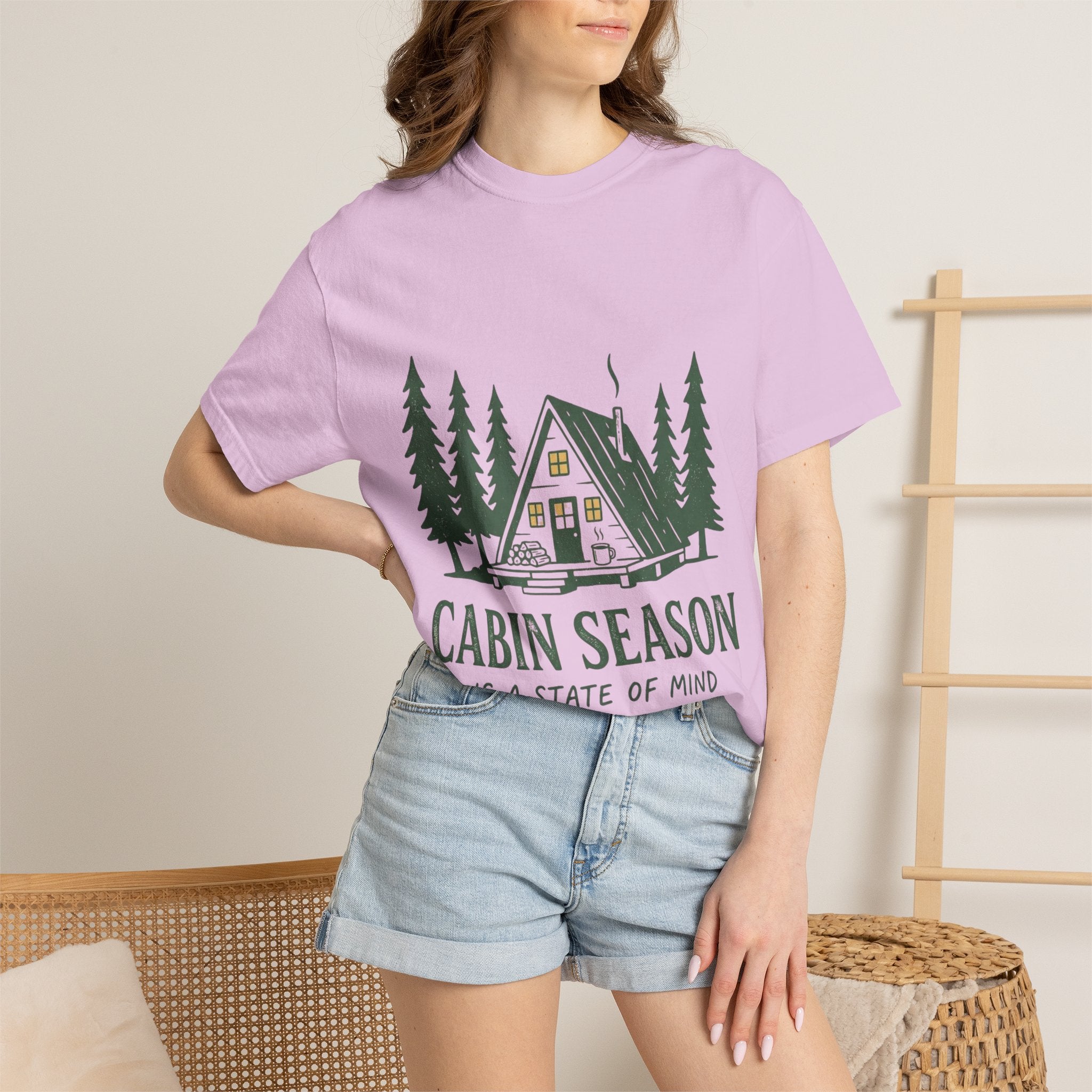 Cabin Season T-Shirt – 'Cabin Season Is A State Of Mind' Rustic A-Frame Cabin Tee