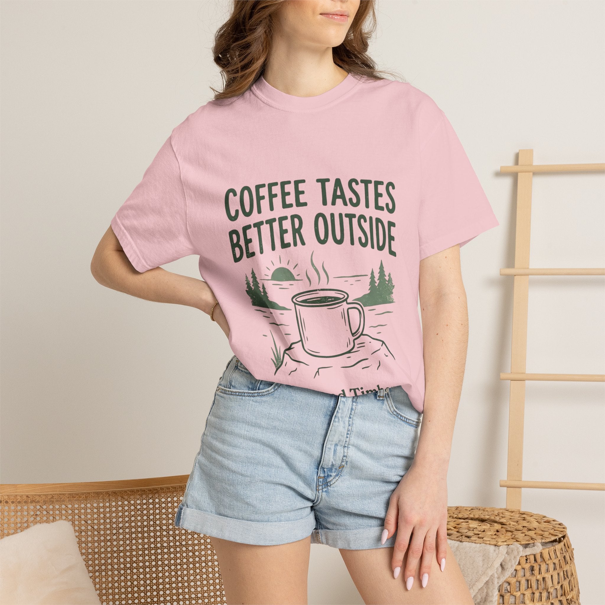 Coffee Tastes Better Outside T-Shirt — Outdoor Camping Mug Tee