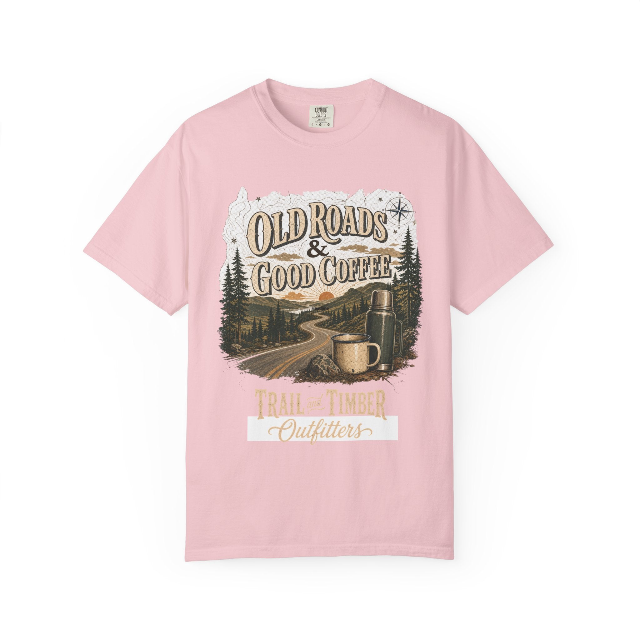Old Roads & Good Coffee T-Shirt | Trail Timber Outfitters Road Trip Graphic