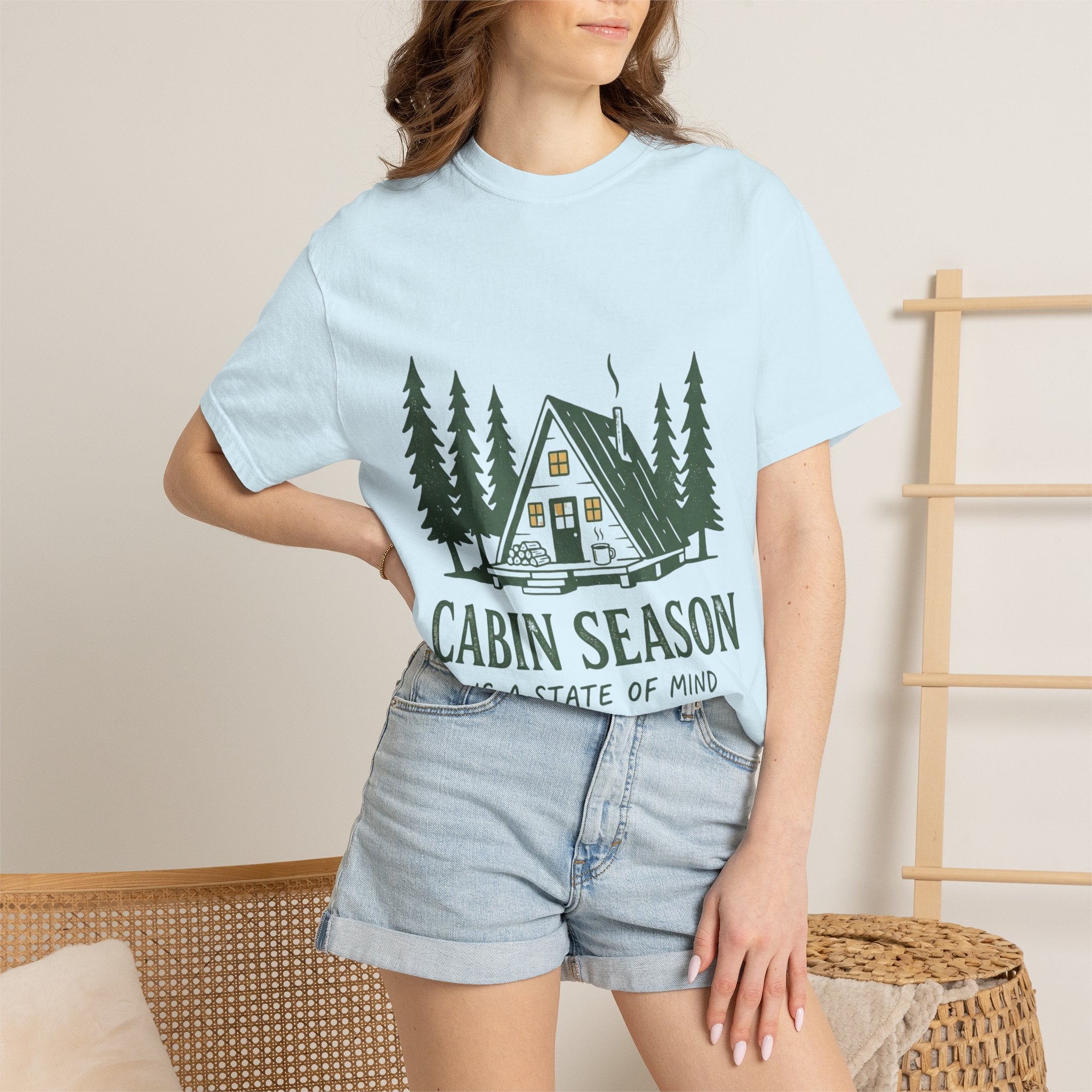 Cabin Season T-Shirt – 'Cabin Season Is A State Of Mind' Rustic A-Frame Cabin Tee