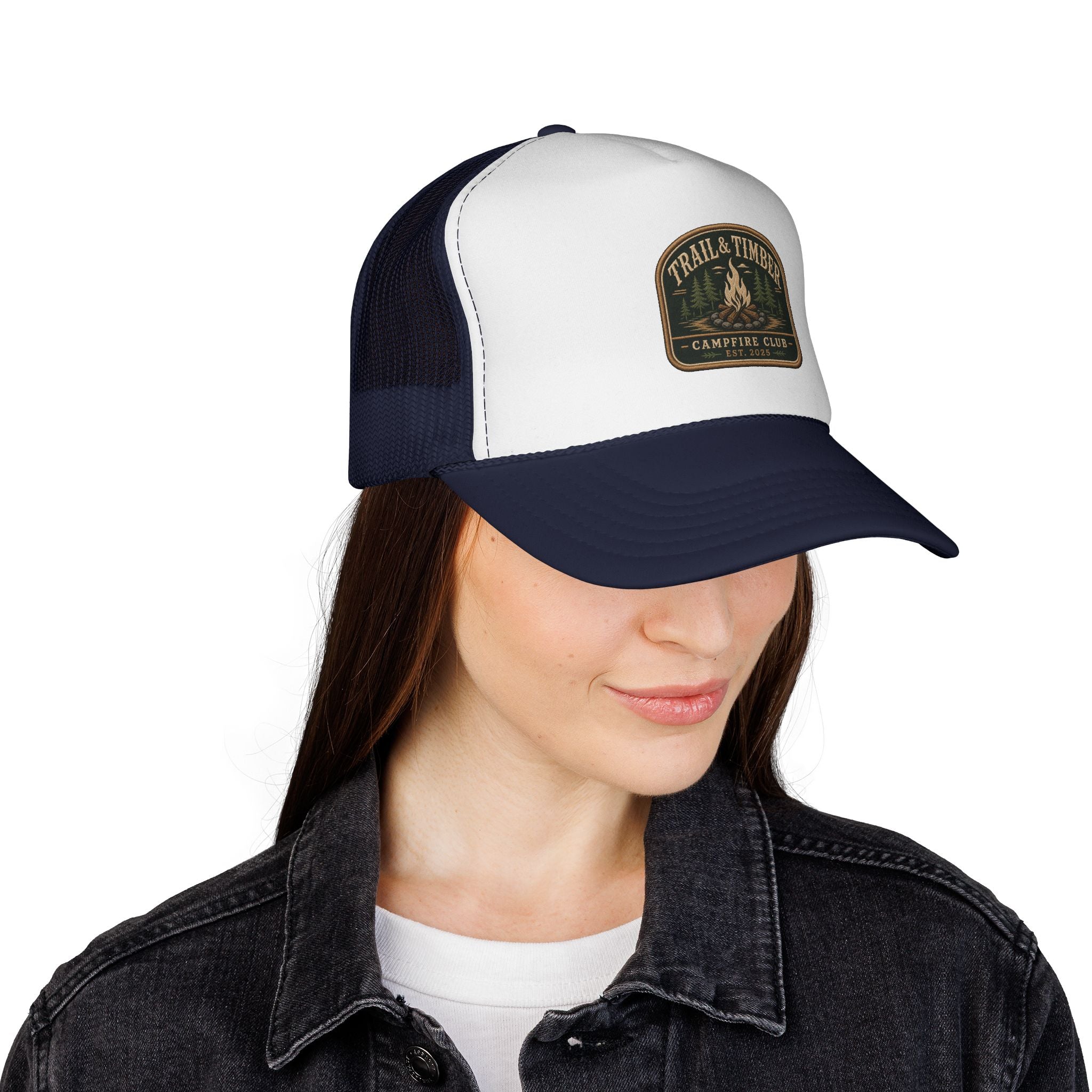 Trail & Timber Campfire Club Trucker Hat– Trail & Timber Outdoor Patch Hat