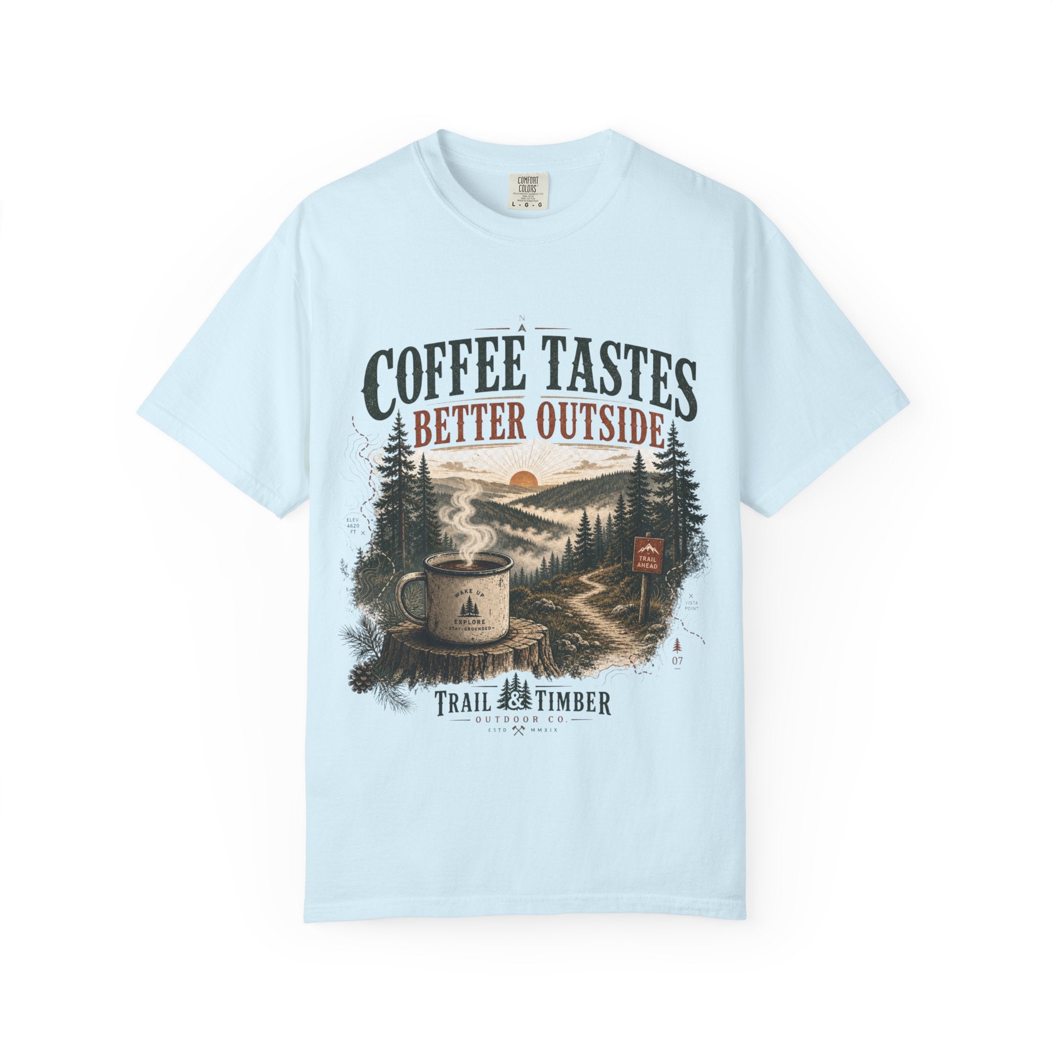 Coffee Tastes Better Outside T-shirt | Outdoor Camping Campfire Morning Design