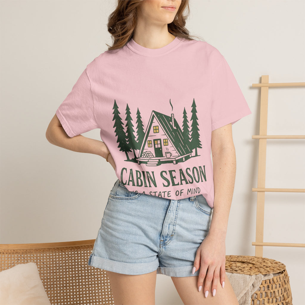 Cabin Season T-Shirt – 'Cabin Season Is A State Of Mind' Rustic A-Frame Cabin Tee