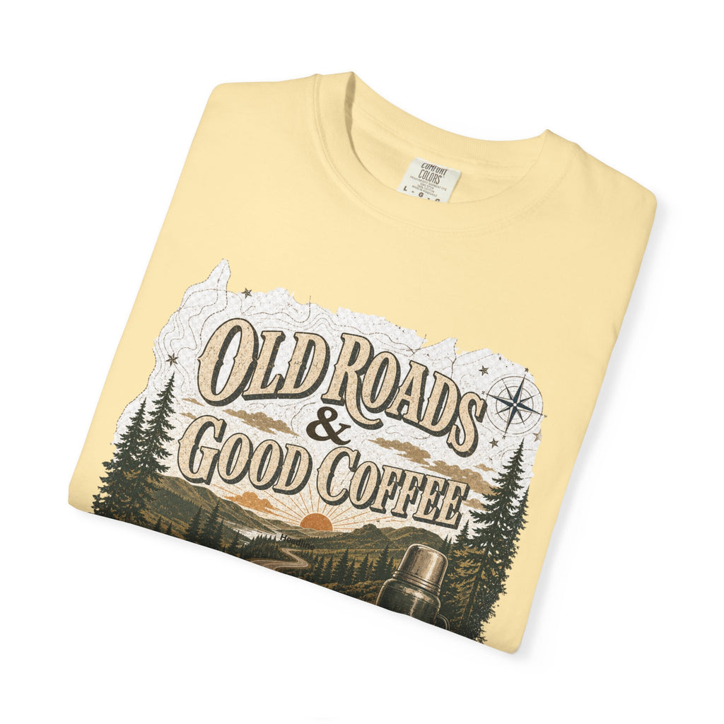 Old Roads & Good Coffee T-Shirt | Trail Timber Outfitters Road Trip Graphic