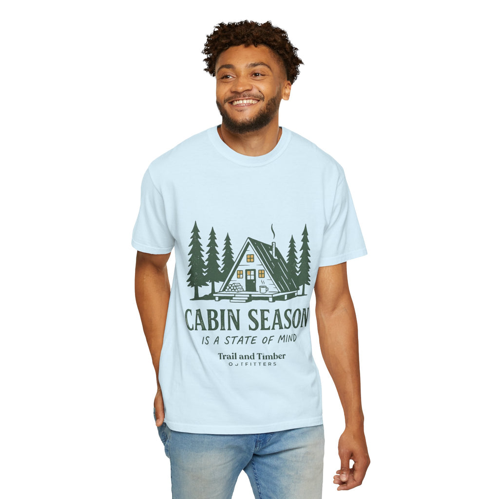 Cabin Season T-Shirt – 'Cabin Season Is A State Of Mind' Rustic A-Frame Cabin Tee