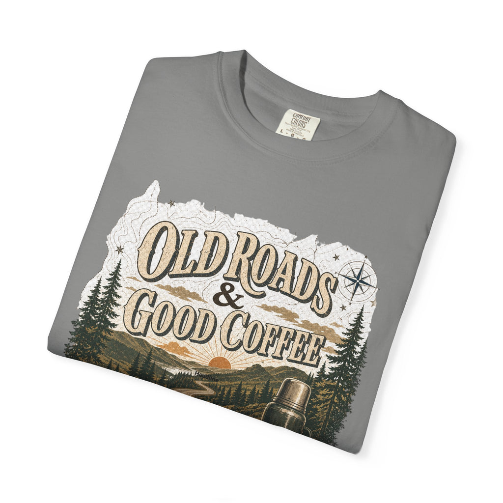 Old Roads & Good Coffee T-Shirt | Trail Timber Outfitters Road Trip Graphic
