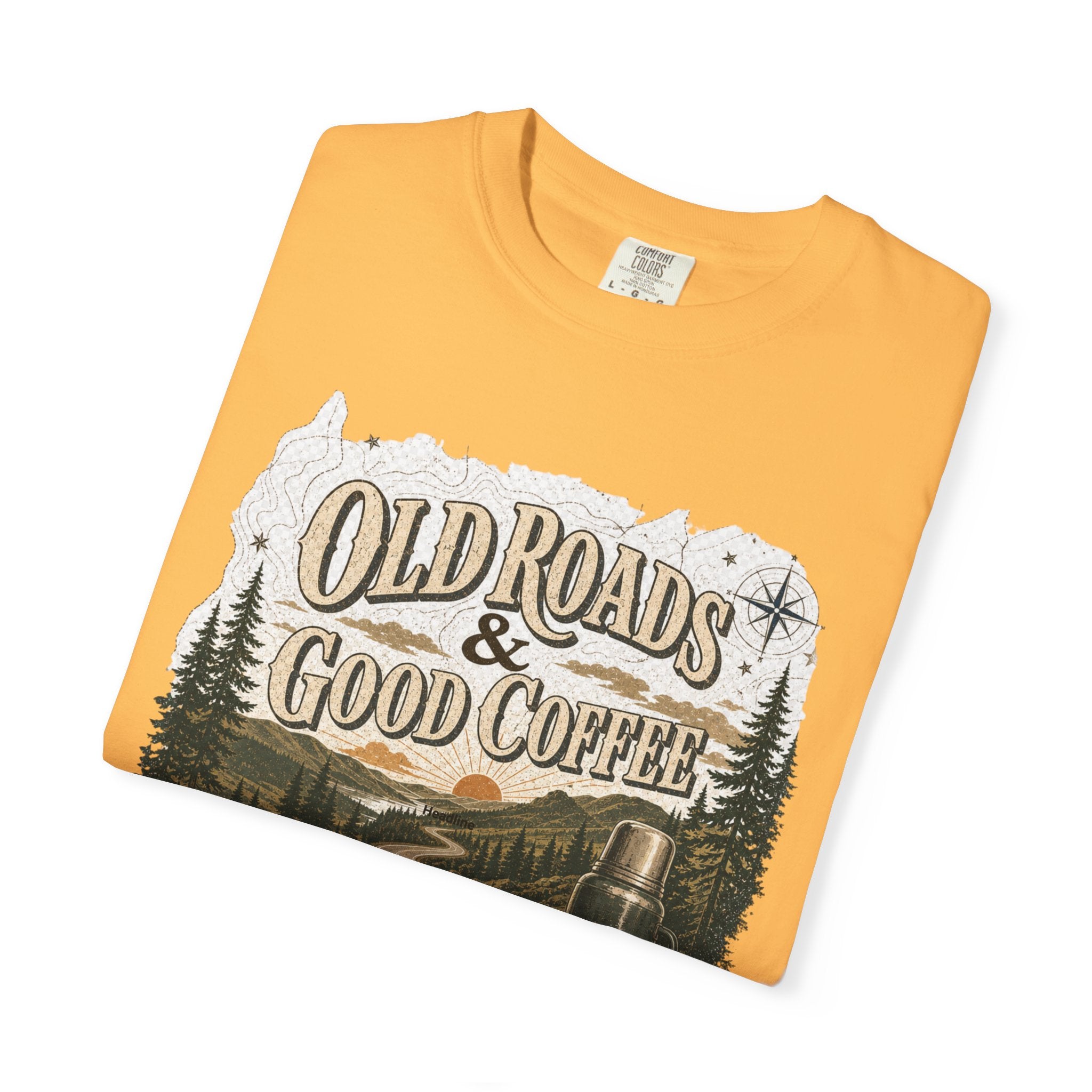 Old Roads & Good Coffee T-Shirt | Trail Timber Outfitters Road Trip Graphic