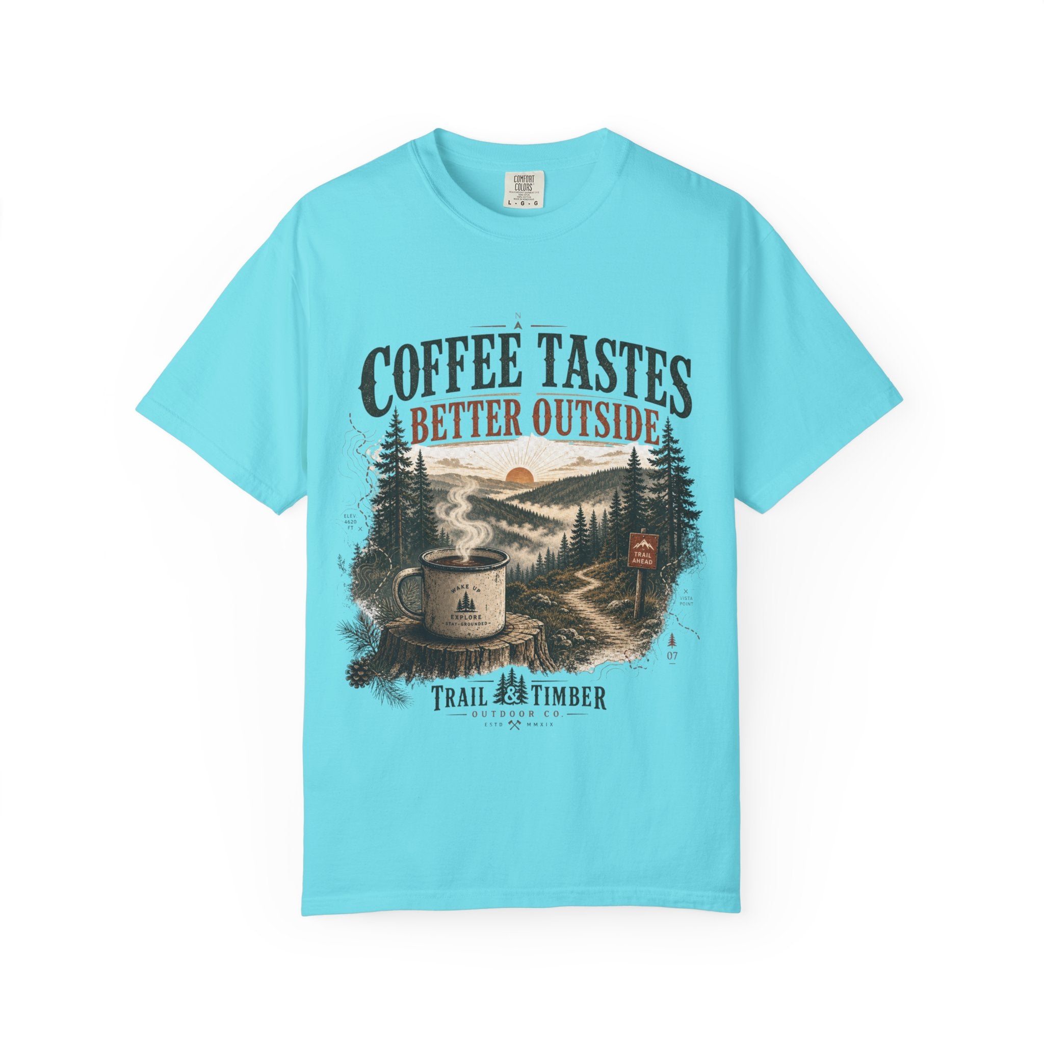 Coffee Tastes Better Outside T-shirt | Outdoor Camping Campfire Morning Design