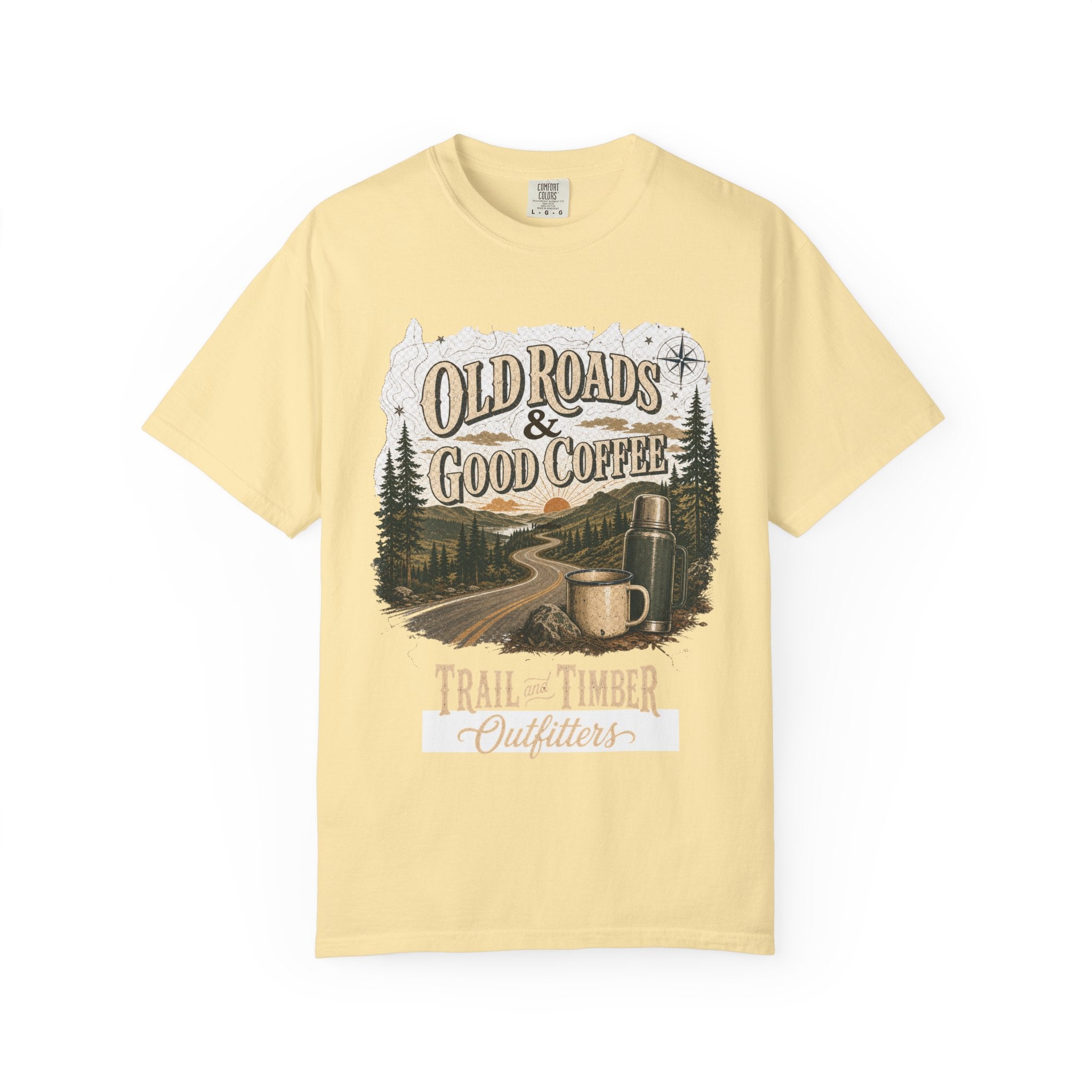 Old Roads & Good Coffee T-Shirt | Trail Timber Outfitters Road Trip Graphic