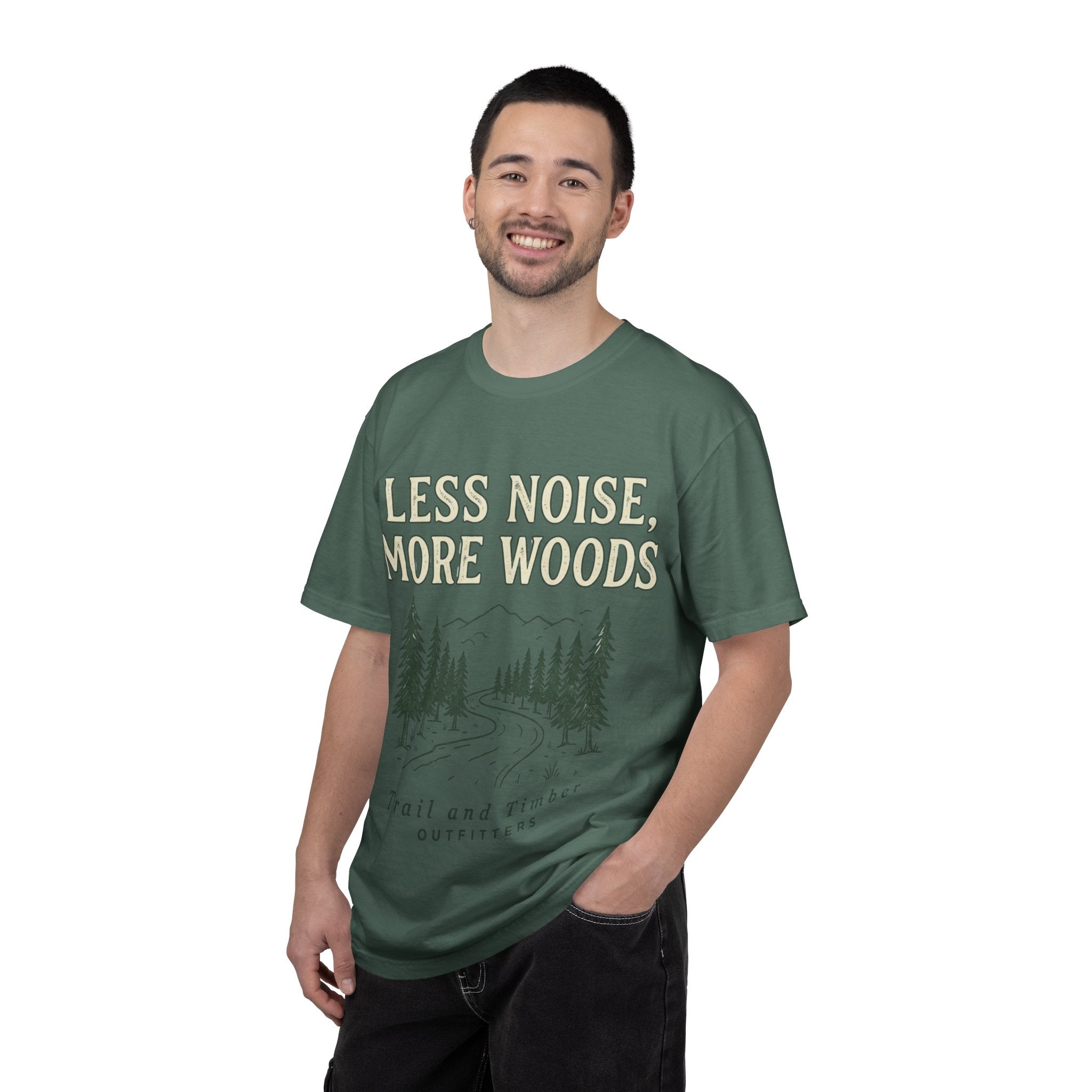 Less Noise, More WoodsT-Shirt — Trail and Timber Outdoor Tee
