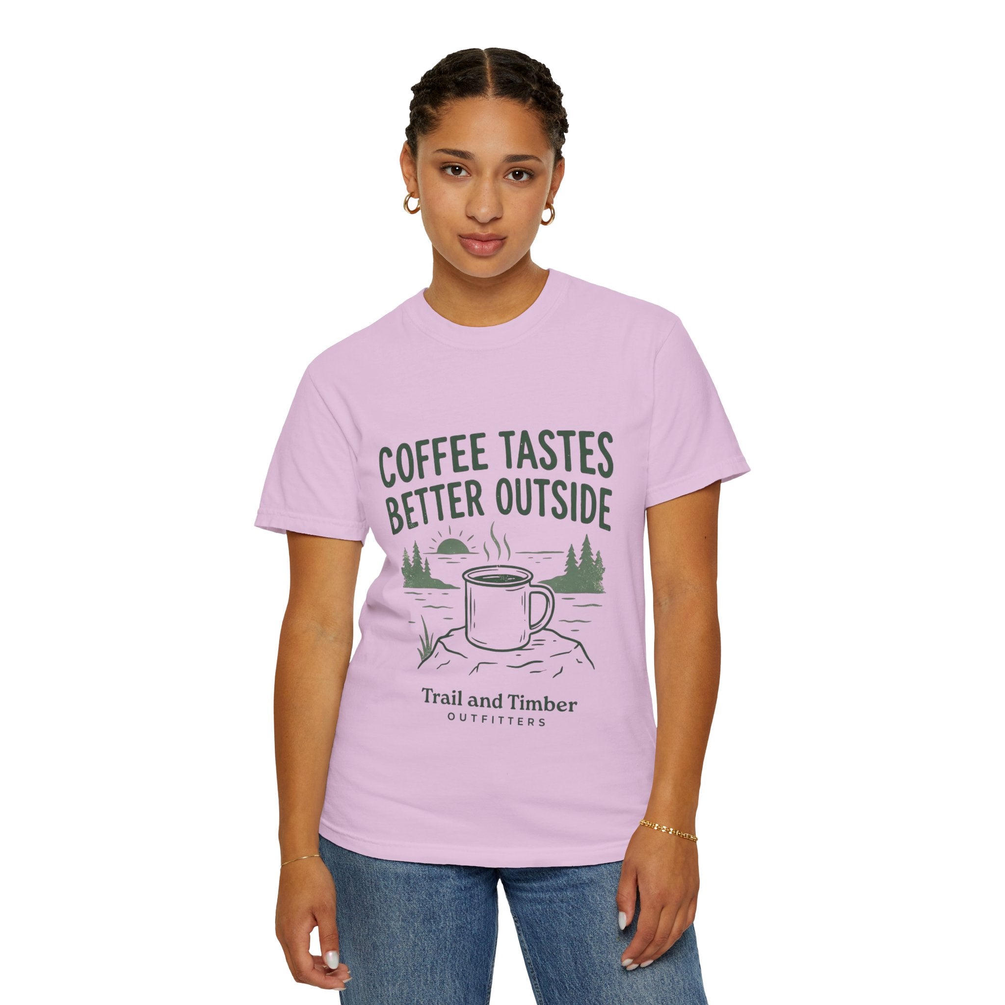 Coffee Tastes Better Outside T-Shirt — Outdoor Camping Mug Tee