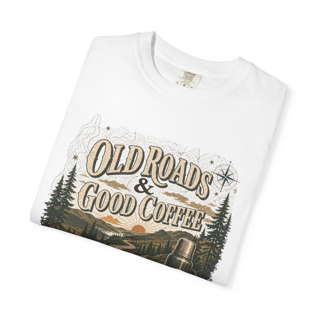 Old Roads & Good Coffee T-Shirt | Trail Timber Outfitters Road Trip Graphic