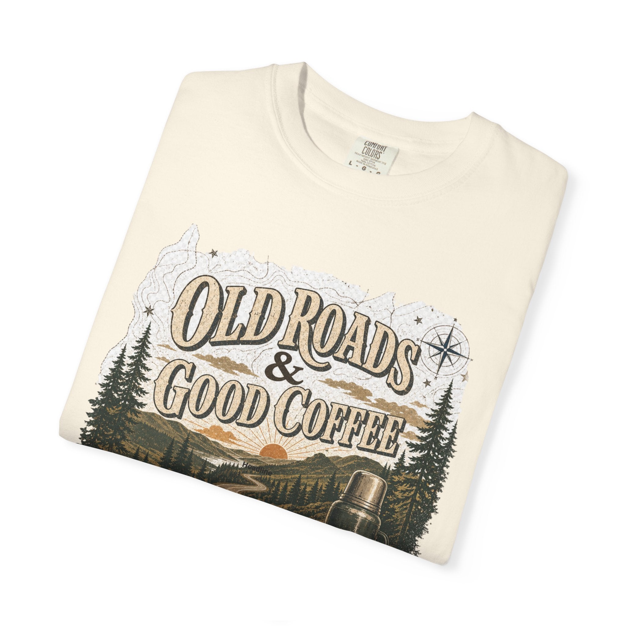 Old Roads & Good Coffee T-Shirt | Trail Timber Outfitters Road Trip Graphic