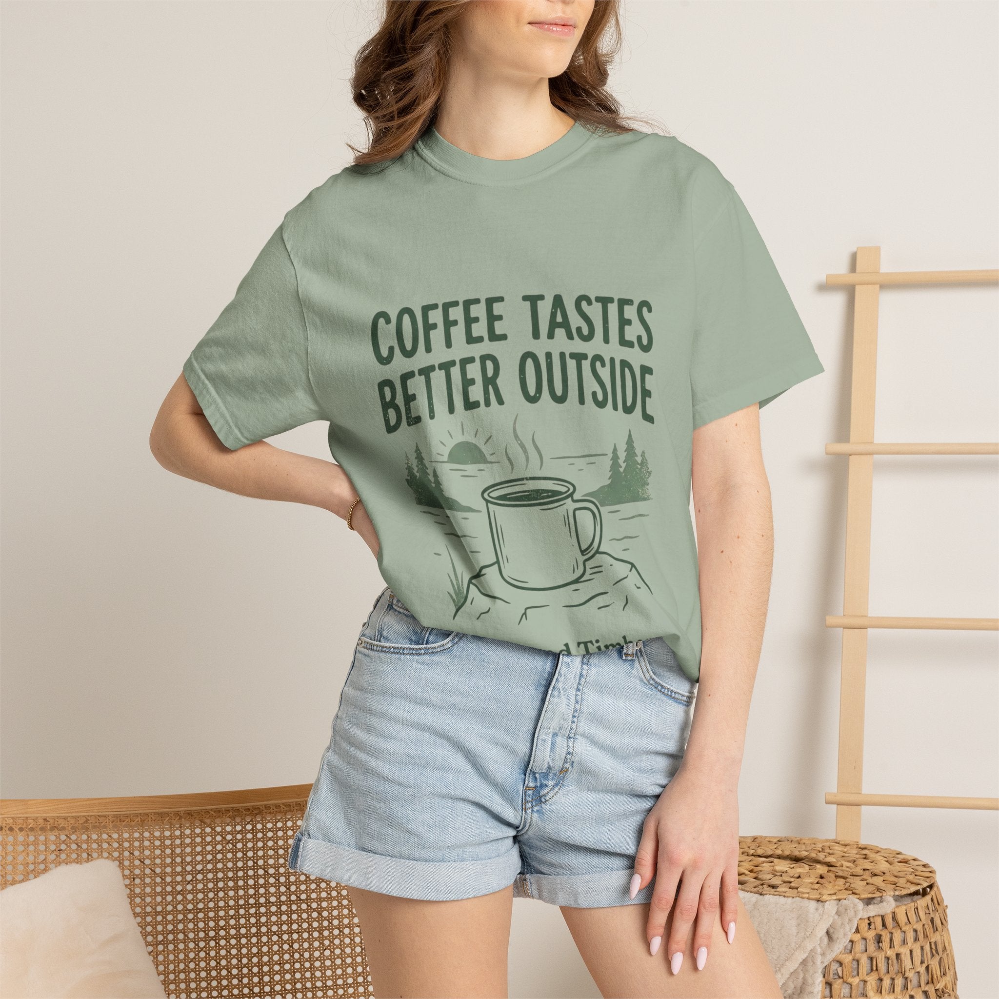 Coffee Tastes Better Outside T-Shirt — Outdoor Camping Mug Tee