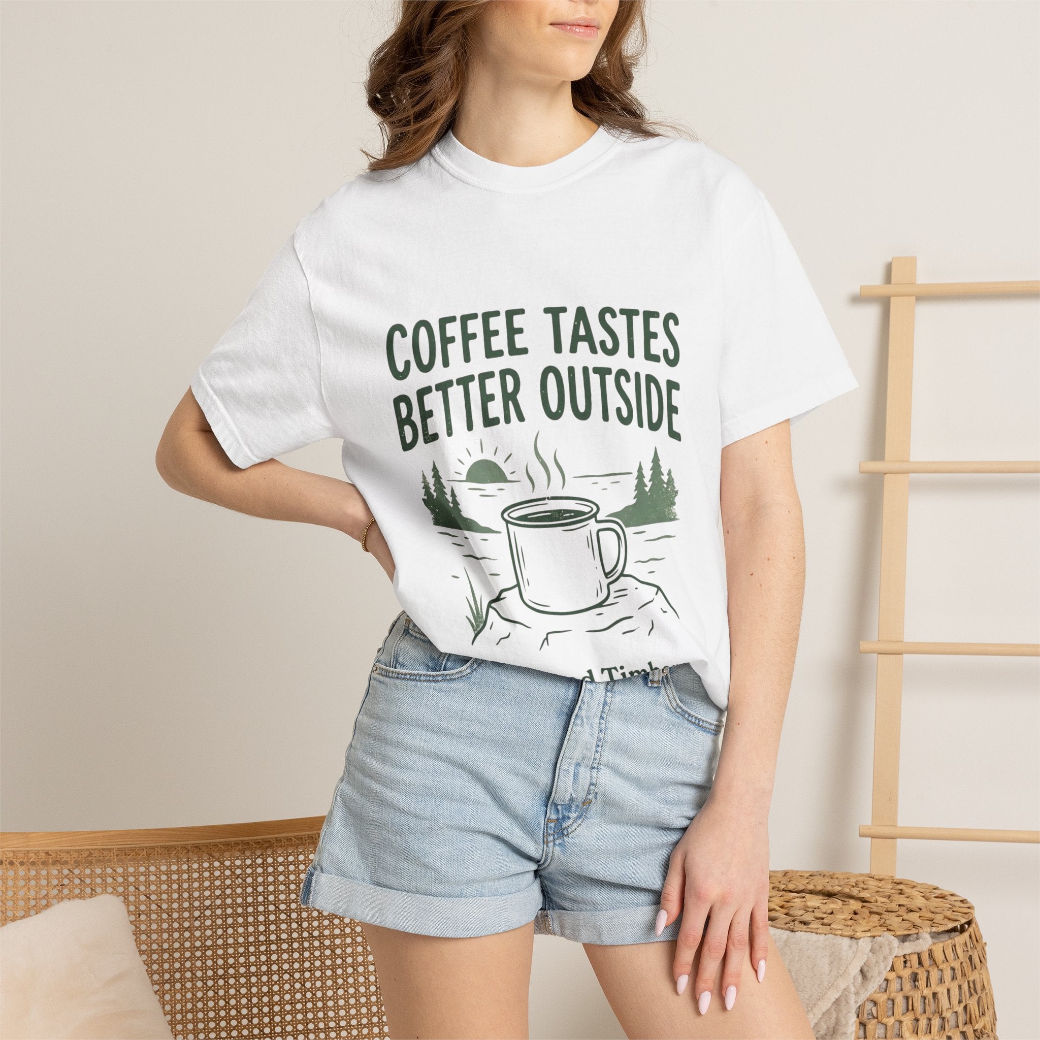 Coffee Tastes Better Outside T-Shirt — Outdoor Camping Mug Tee