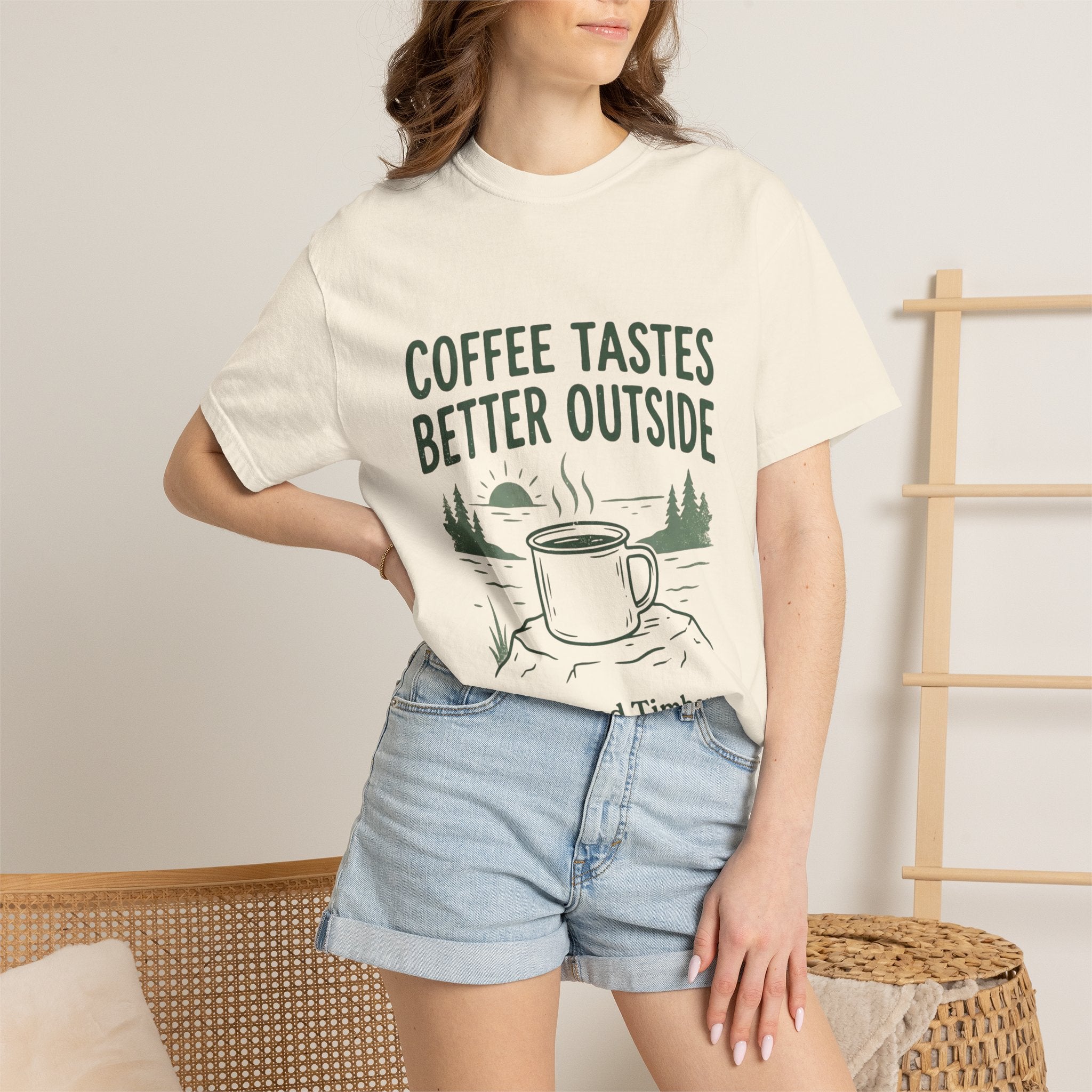 Coffee Tastes Better Outside T-Shirt — Outdoor Camping Mug Tee