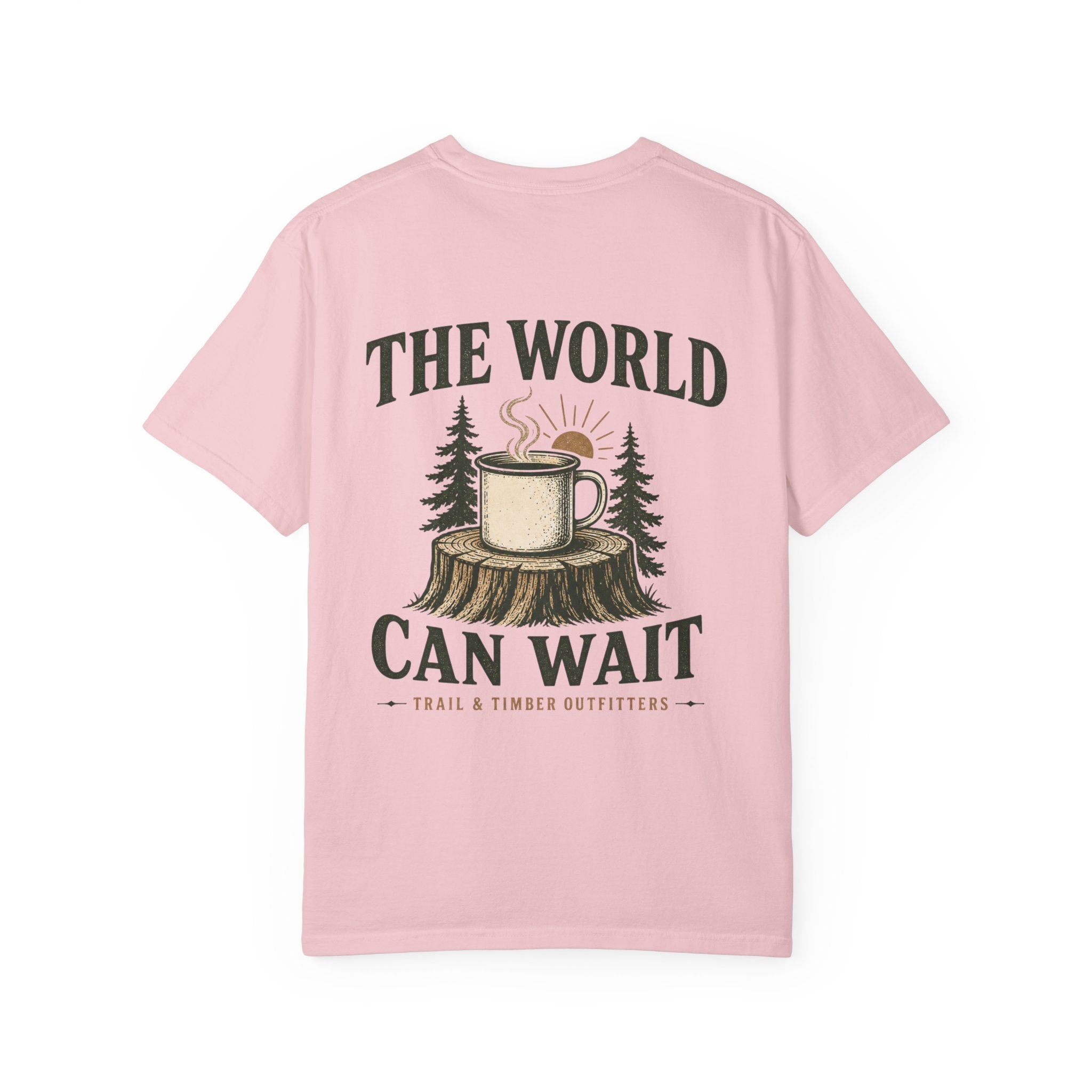 The World Can Wait™ Graphic Tee — Cozy Camping Coffee Tee