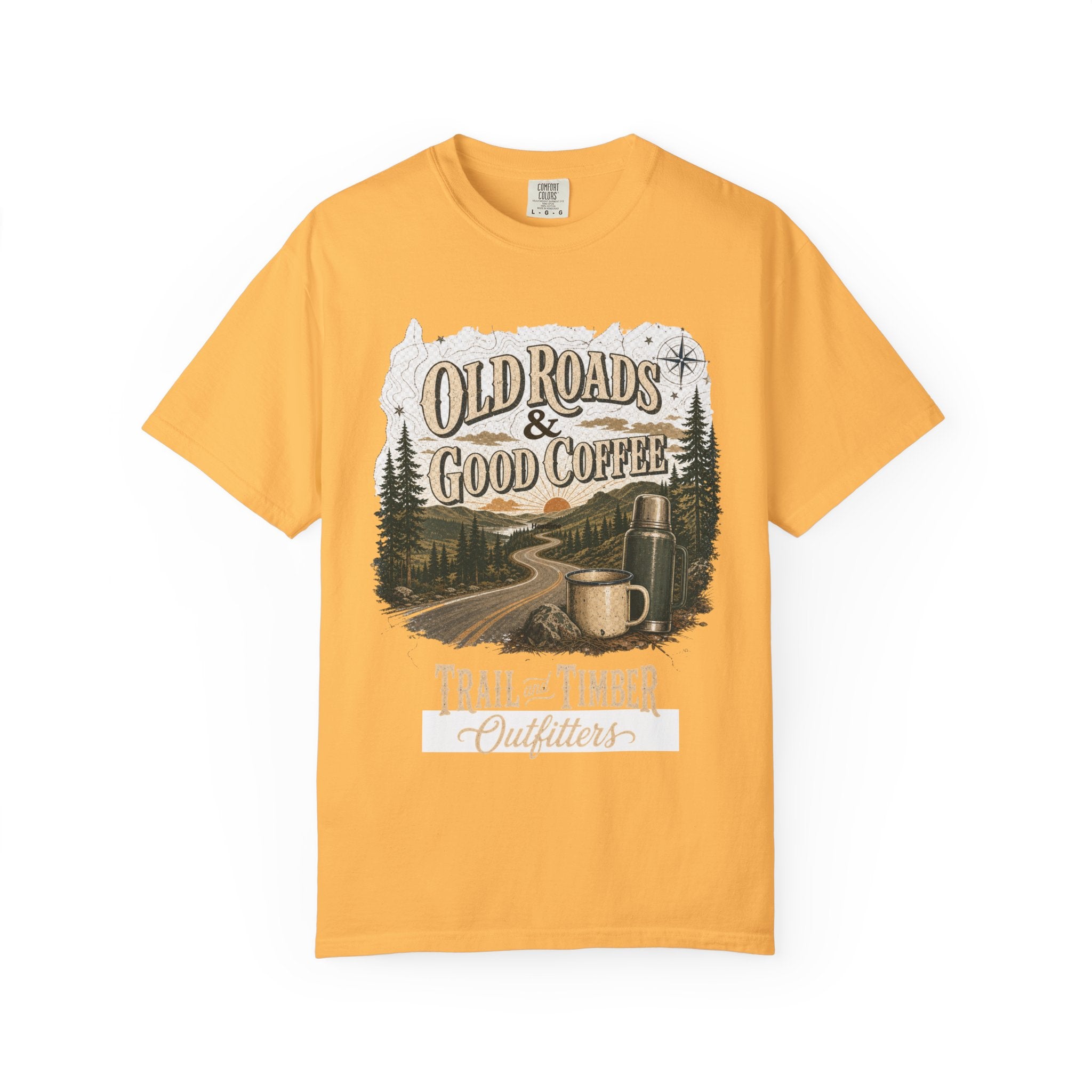 Old Roads & Good Coffee T-Shirt | Trail Timber Outfitters Road Trip Graphic