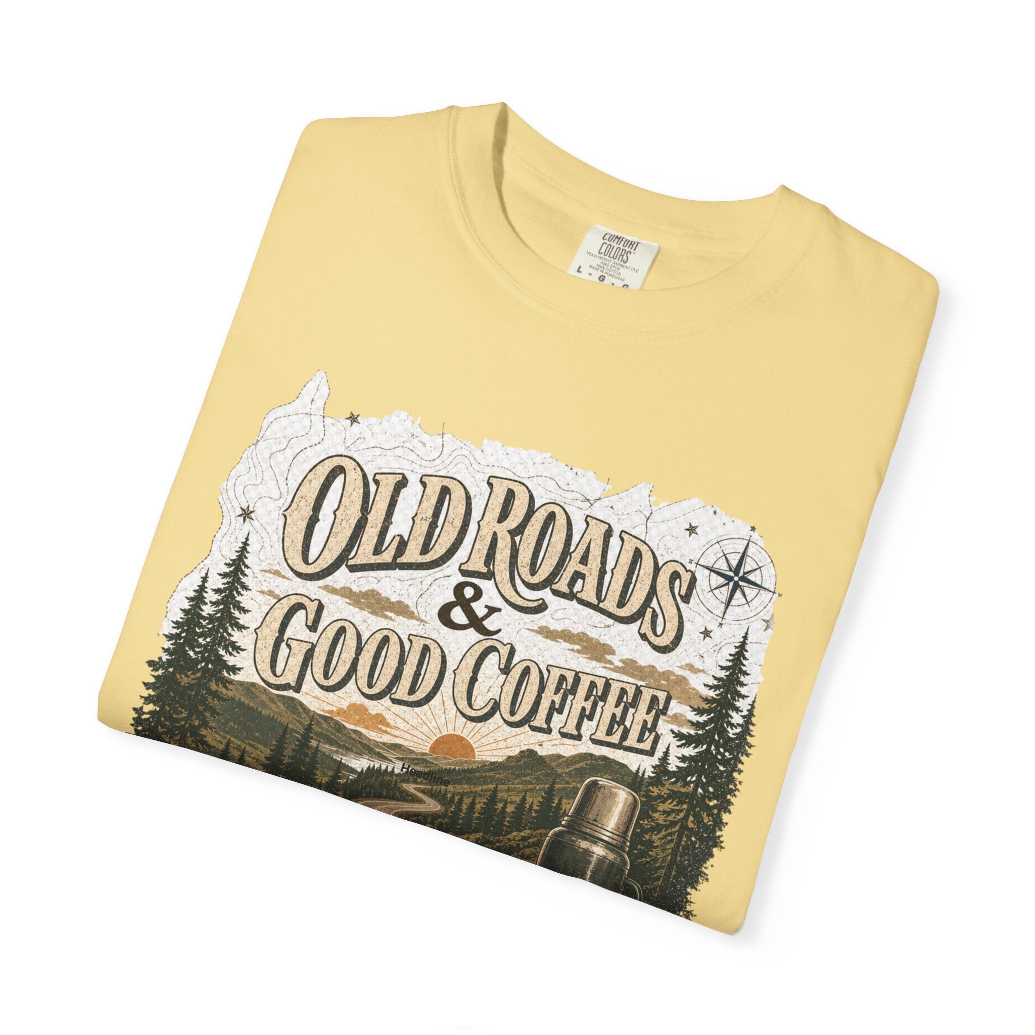 Old Roads & Good Coffee T-Shirt | Trail Timber Outfitters Road Trip Graphic