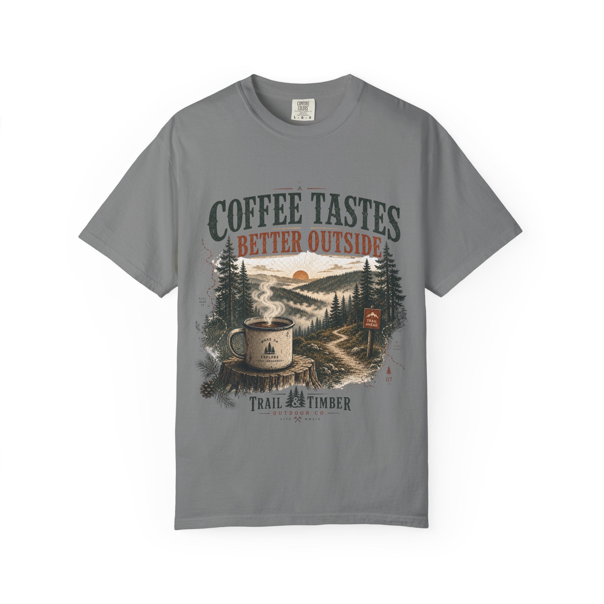 Coffee Tastes Better Outside T-shirt | Outdoor Camping Campfire Morning Design